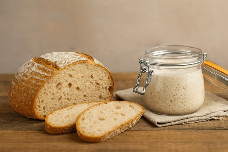 Pão caseiro feito com Levain